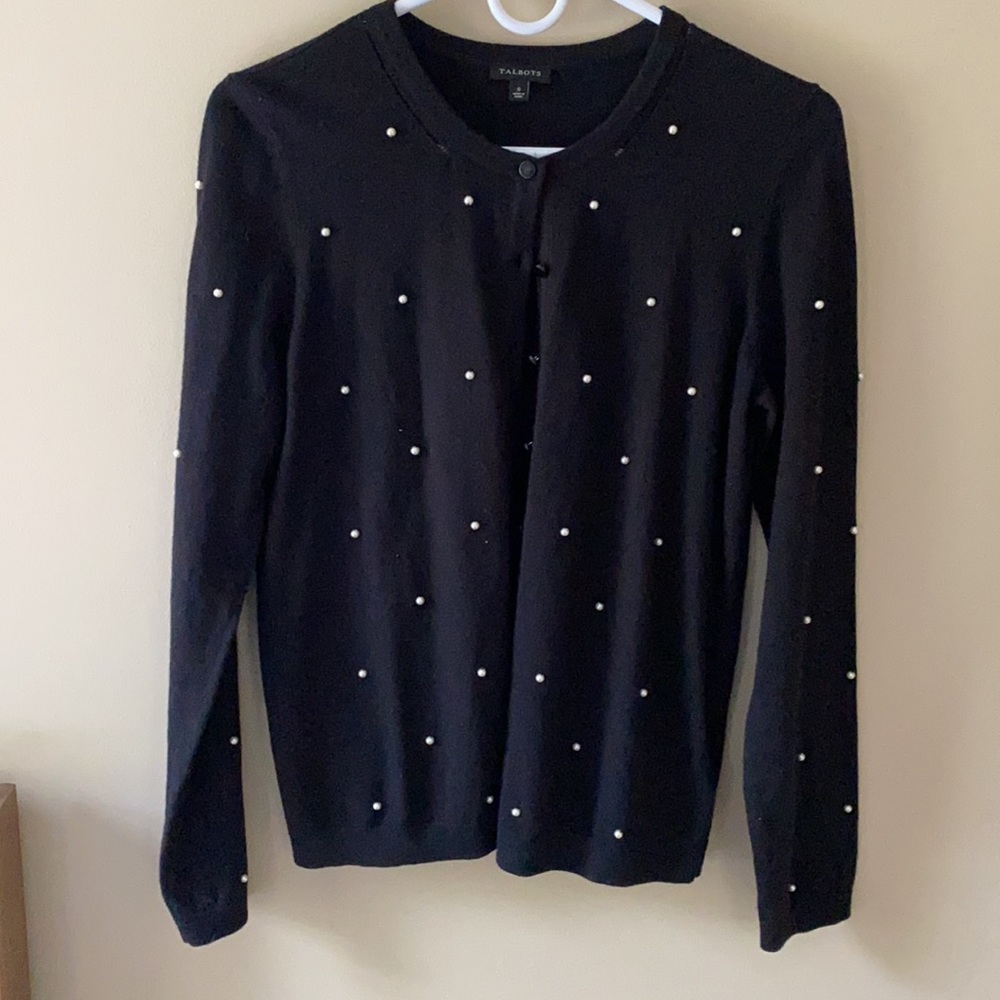 Talbots Charming Pearl Embellished Cardigan S